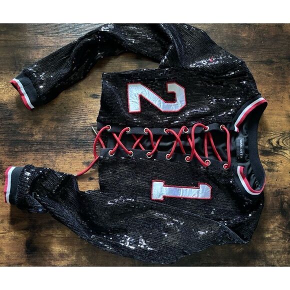 Shane Justin 2 Pieces Sequins Lace Up  Bodycon Top/Pants  Tracksuit Outfits Set - Picture 9 of 11